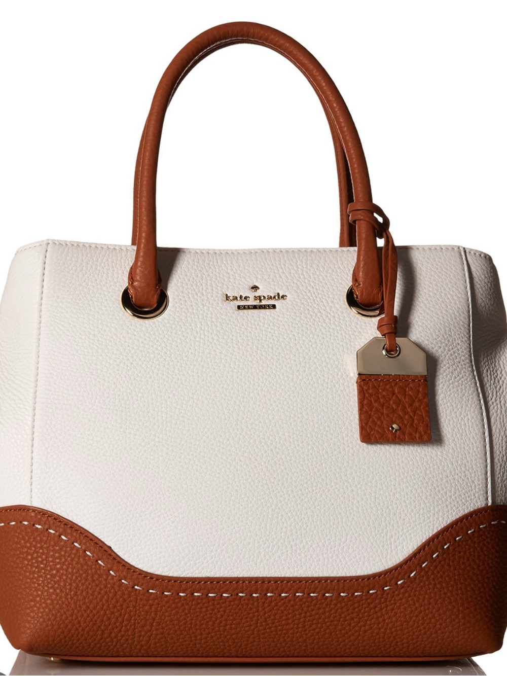 kate spade NY White and Tan Caufield Road Louella Satchel